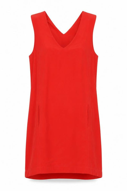 Zara Women's Red V-Neck Shift Dress L