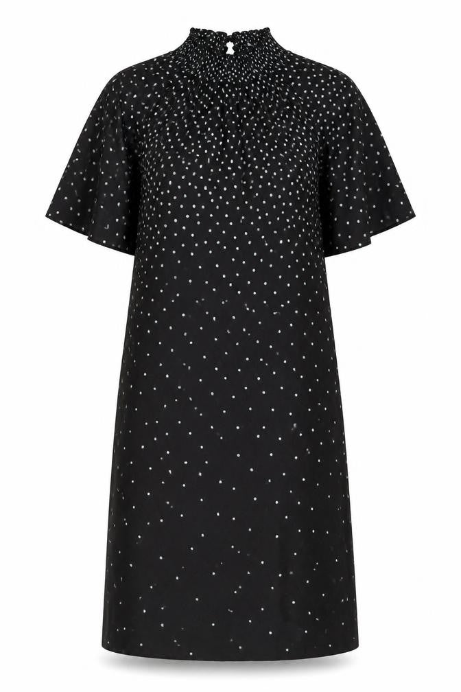 Oasis Women's Black Polka Dot Midi A-Line Dress