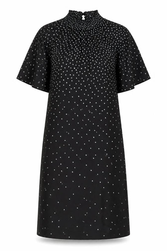 Oasis Women's Black Polka Dot Midi A-Line Dress