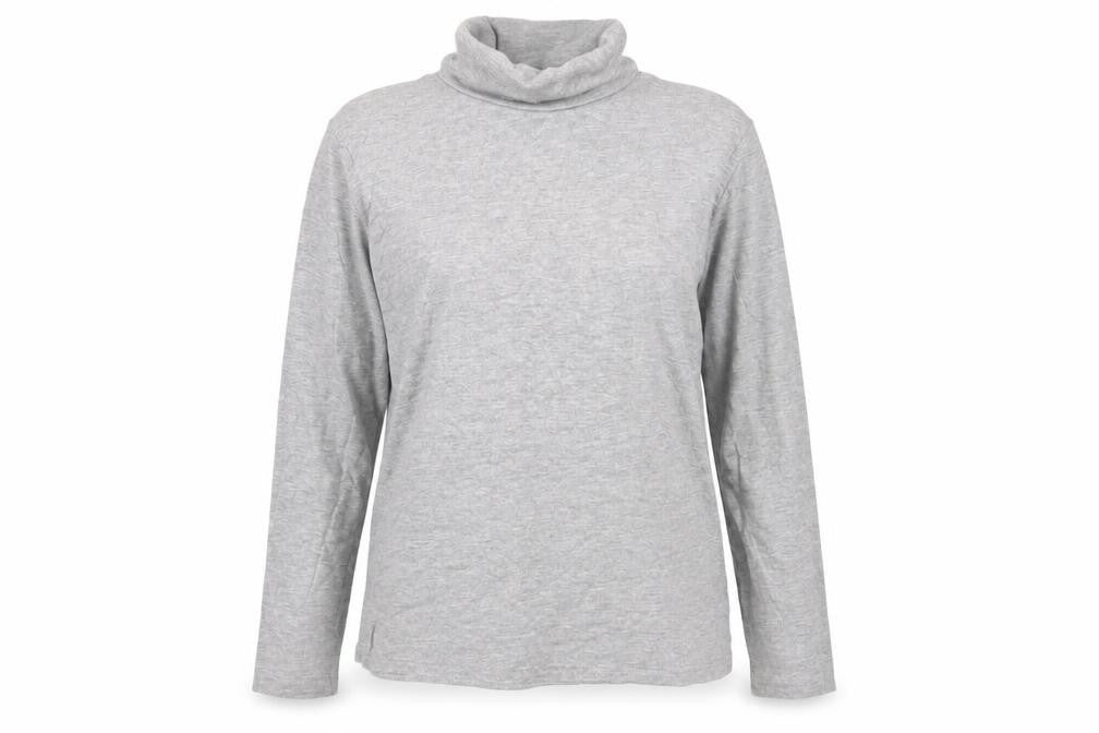 EWM Women's Grey Long Sleeve Roll Neck Top, Size 10-12