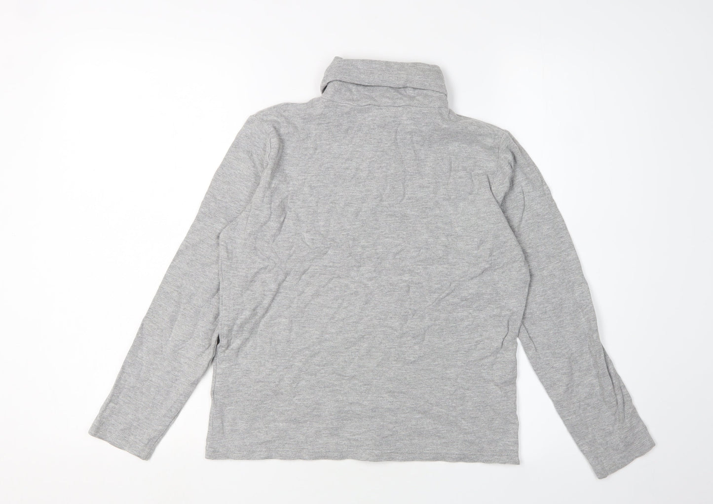 EWM Women's Grey Long Sleeve Roll Neck Top, Size 10-12