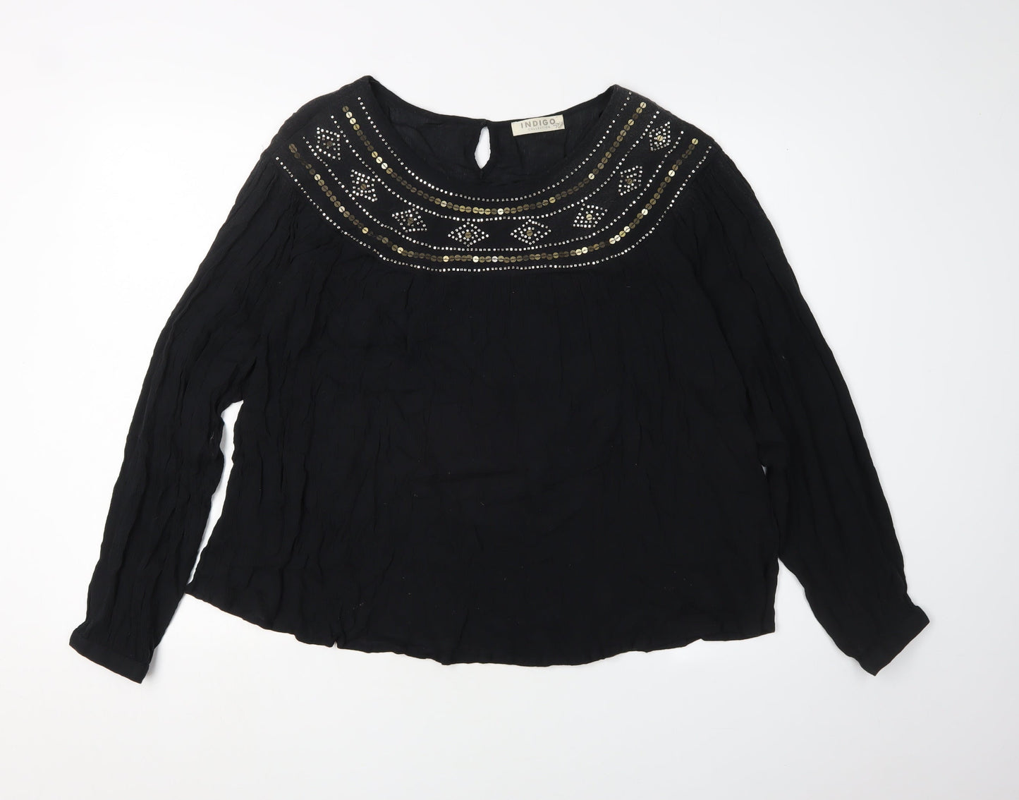 Marks and Spencer Women's Black Embroidered Blouse Size 12