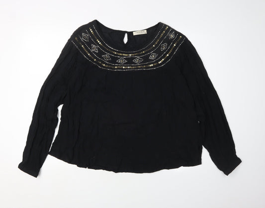 Marks and Spencer Women's Black Embroidered Blouse Size 12