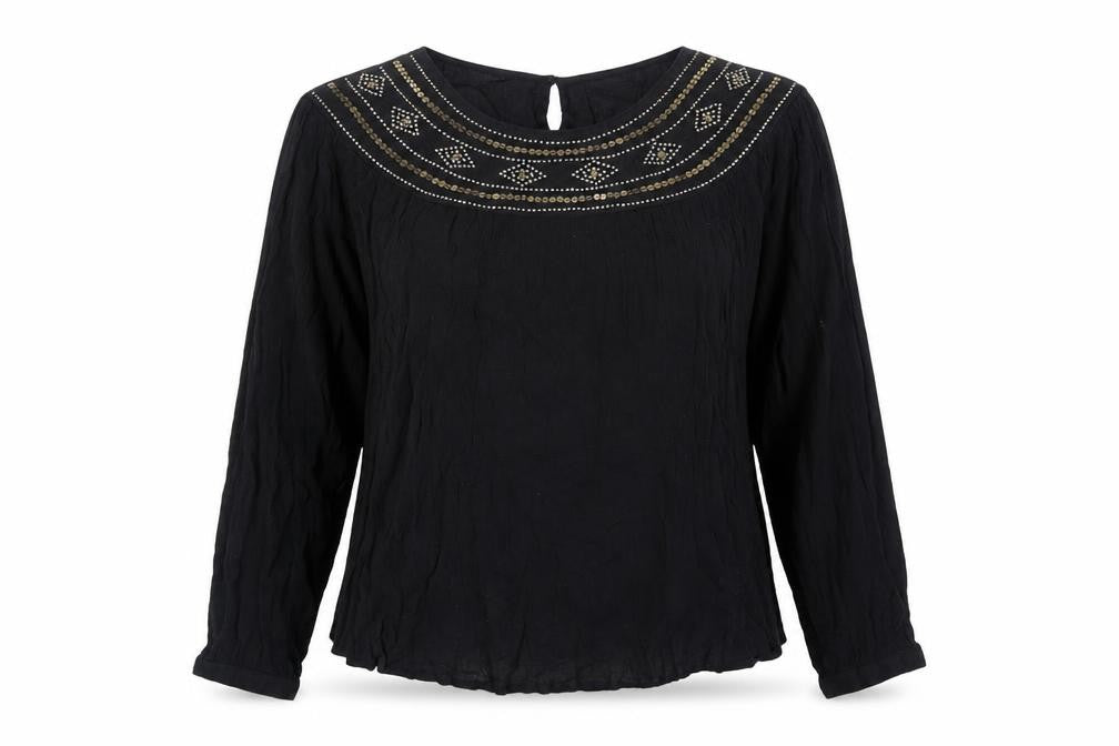 Marks & Spencer Women's Black Embroidered Blouse Size 12