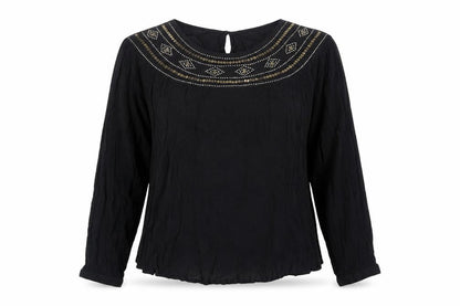 Marks & Spencer Women's Black Embroidered Blouse Size 12