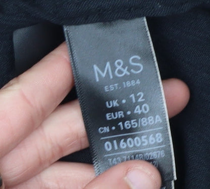 Marks & Spencer Women's Black Embroidered Blouse Size 12