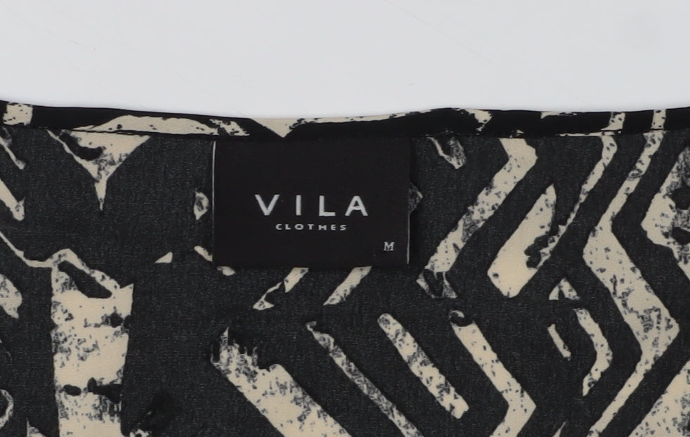 VILA Women's Black Geometric Shift Dress M