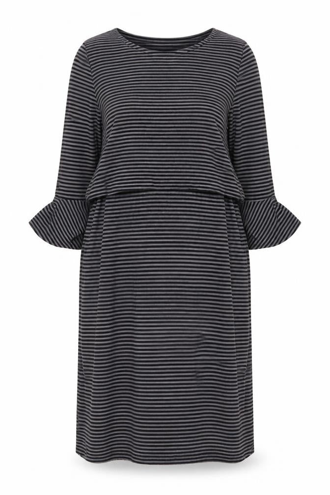 JoJo Maman Bébé Women's Black Striped Shift Dress S