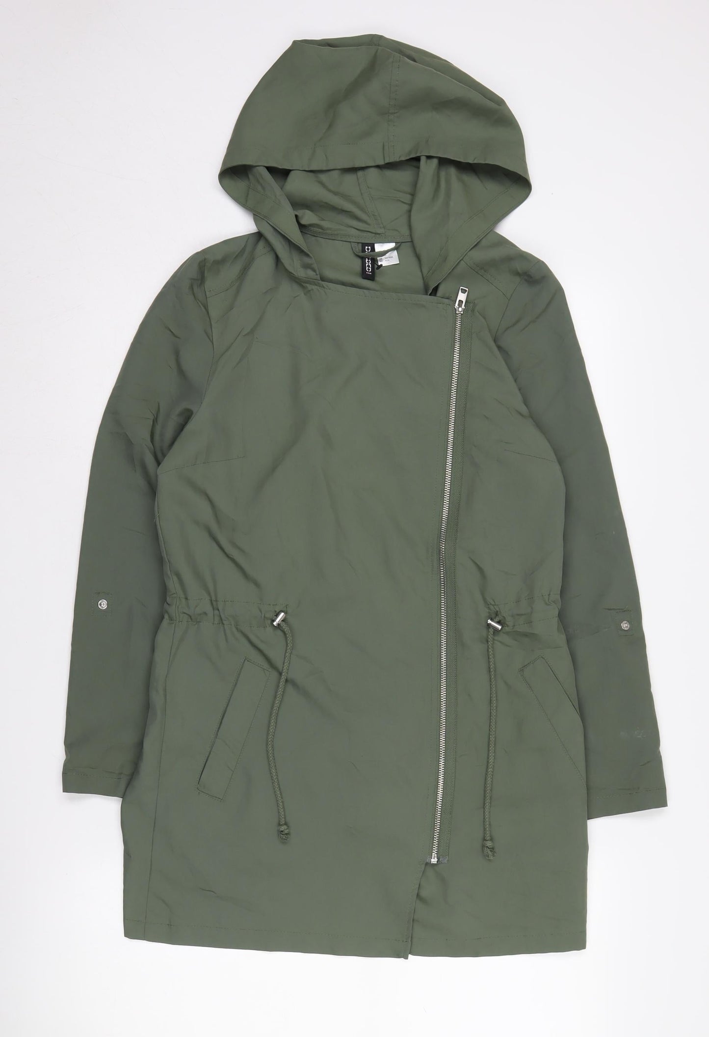 H&M Women's Green Parka Jacket, XS, Hooded, Casual Wear