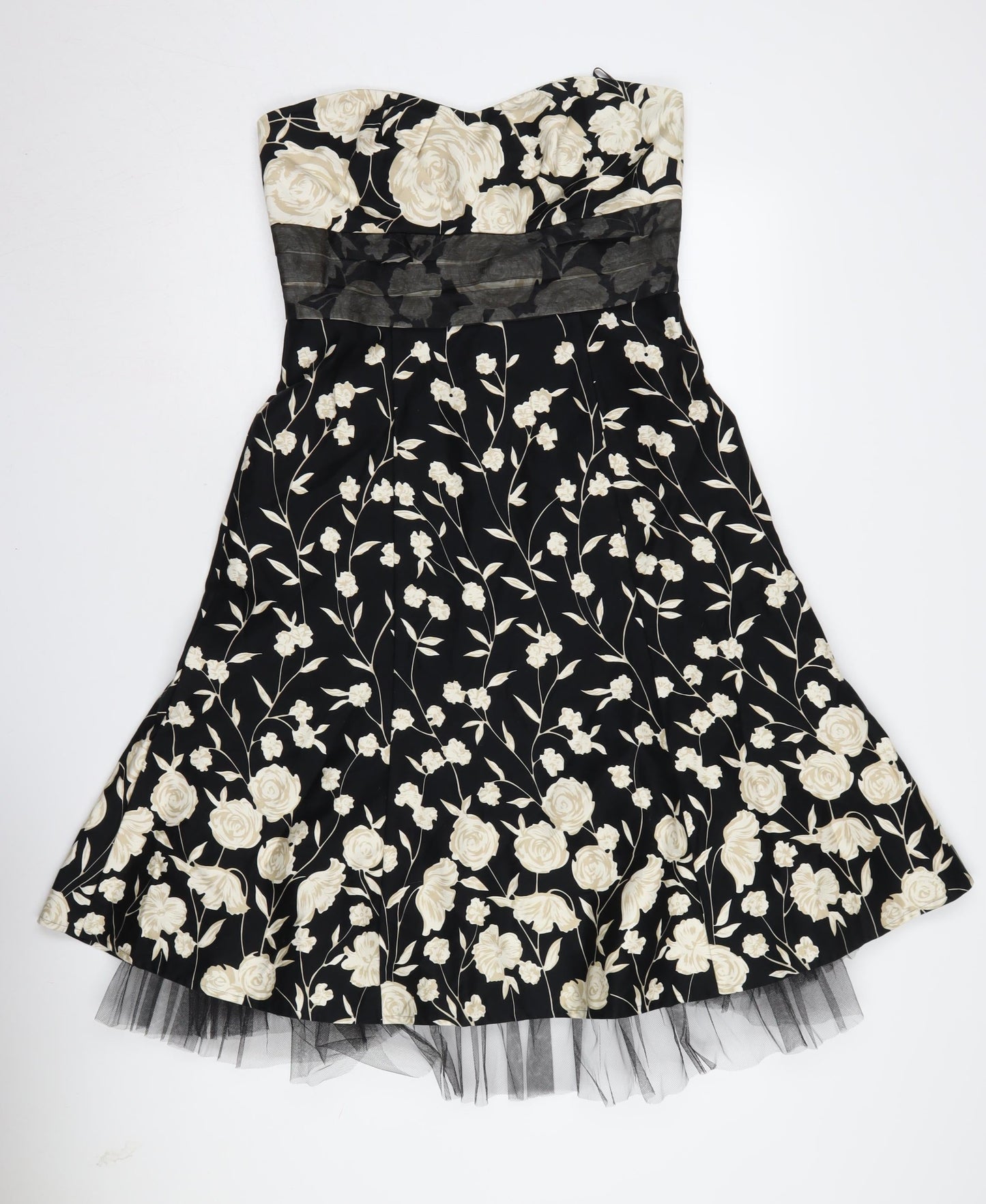 Warehouse Women's Black Floral A-Line Dress Size 12