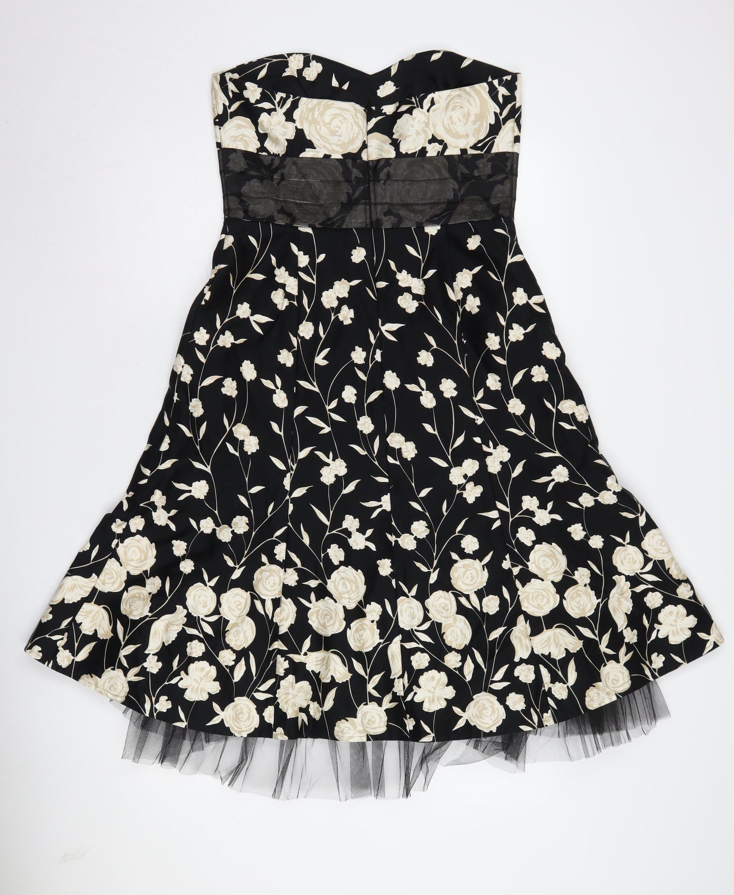 Warehouse Women's Black Floral A-Line Dress Size 12