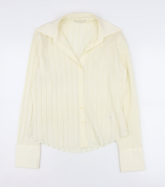 Marks & Spencer Women's Ivory Button-Up Shirt Size 12