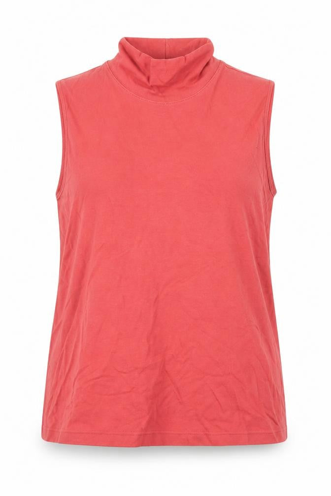 Lands' End Women's Red Cotton High Neck Tank Top