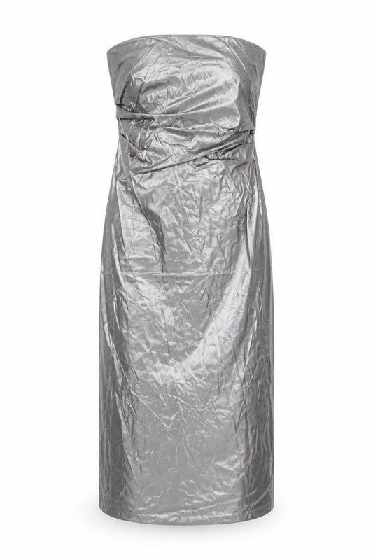 Zara Women's Silver Strapless Midi Party Dress M