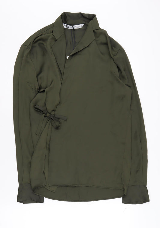 Zara Women's Green Wrap Blouse, Size S, Casual Style