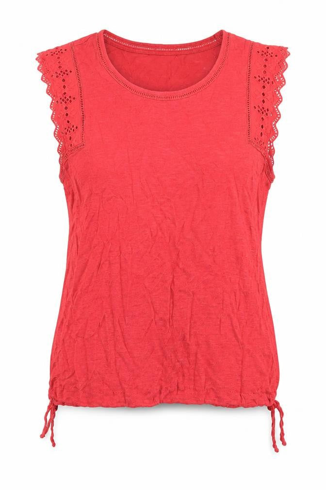 Monsoon Red Linen Sleeveless Blouse for Women