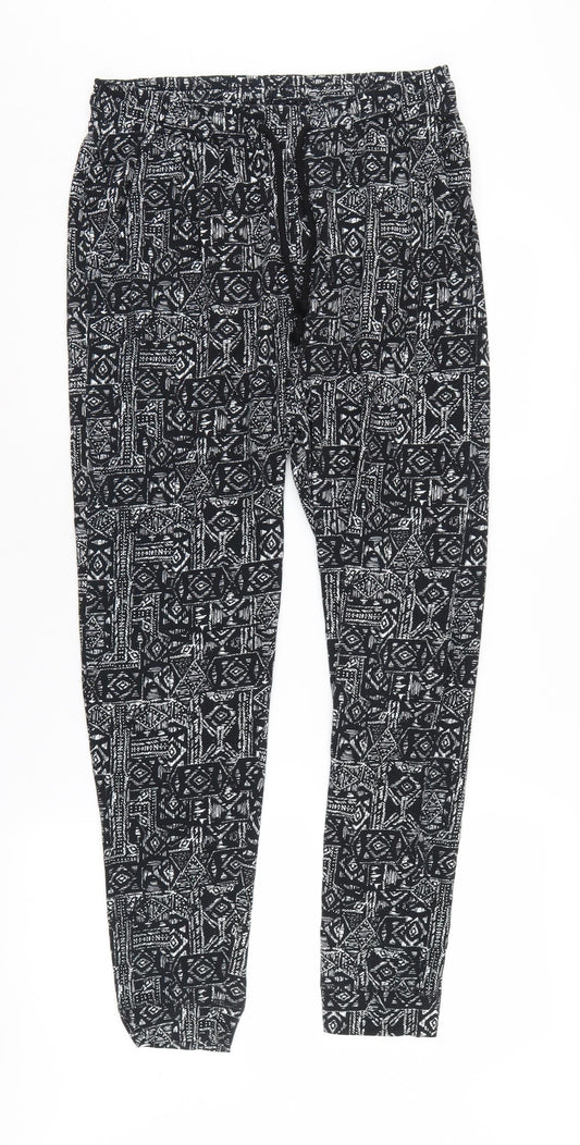 H&M Women's Black Geometric Jogger Trousers S
