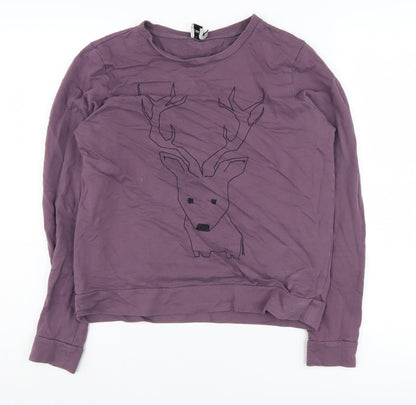 Additional front view of ASOS Women's Purple Cotton Pullover Sweatshirt UK 10