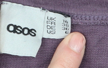 Brand and care label for ASOS Women's Purple Cotton Pullover Sweatshirt UK 10