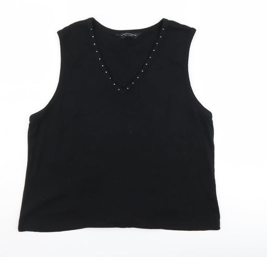 Dorothy Perkins Women's Black V-Neck Tank, Size 22