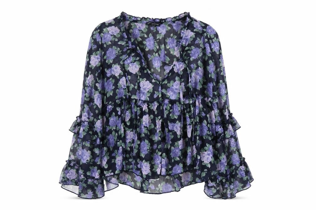American Eagle Women’s Floral Blouse, Multicoloured, Size S