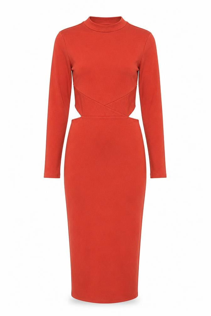 Topshop Women's Red Bodycon Dress, Size 8, High Neck