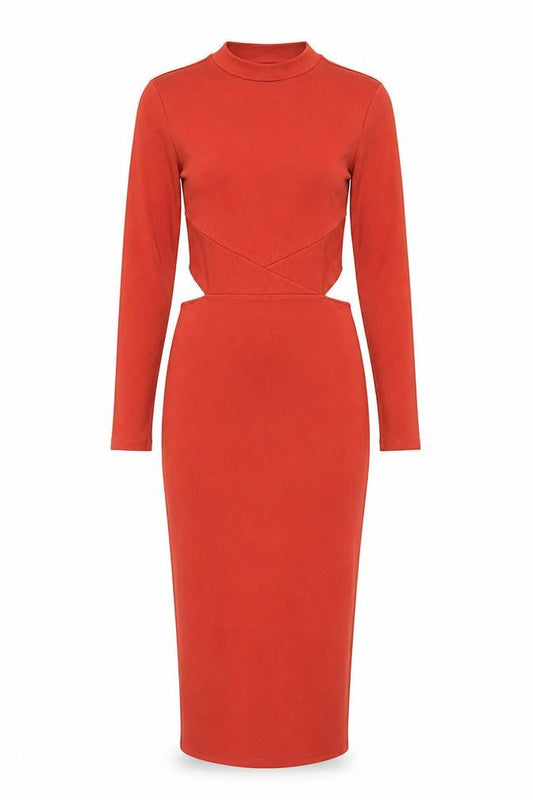 Topshop Women's Red Bodycon Dress, Size 8, High Neck