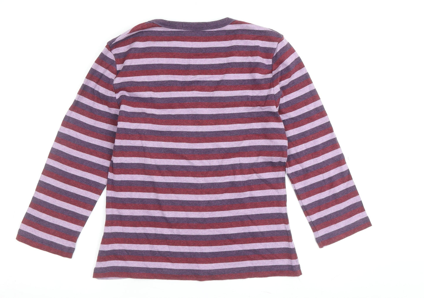 Marks and Spencer Women's Multicoloured Striped V-Neck T-Shirt Size 10