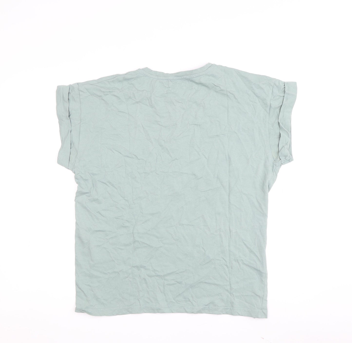 MSCH Womens Green Cotton Crew Neck T-Shirt L Casual
