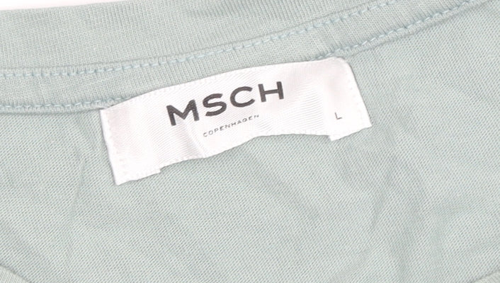MSCH Womens Green Cotton Crew Neck T-Shirt L Casual
