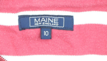 Close-up detail of Maine New England Women's Pink Striped Pullover, size 10