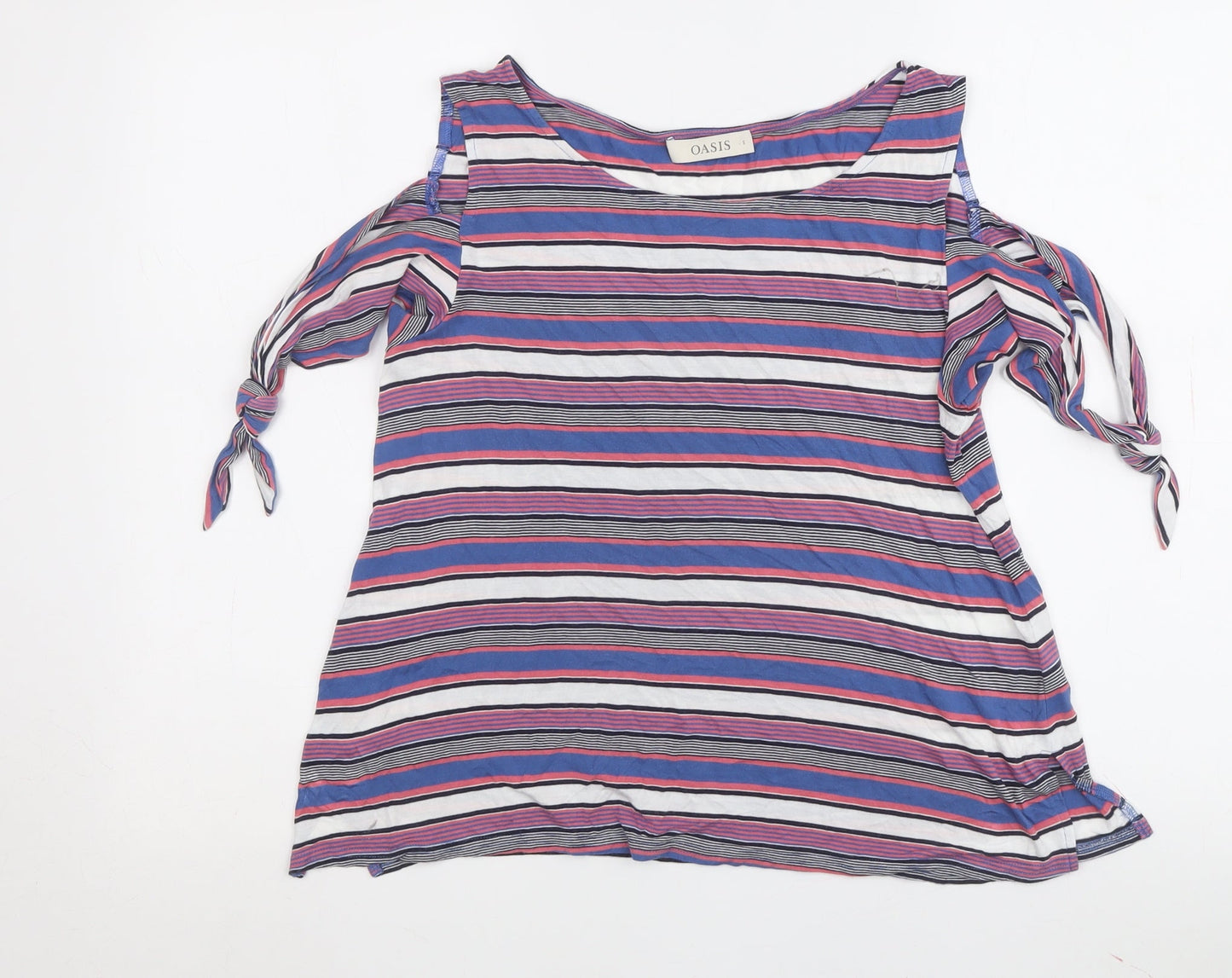 Oasis Women's Multicoloured Striped Cold Shoulder Tee