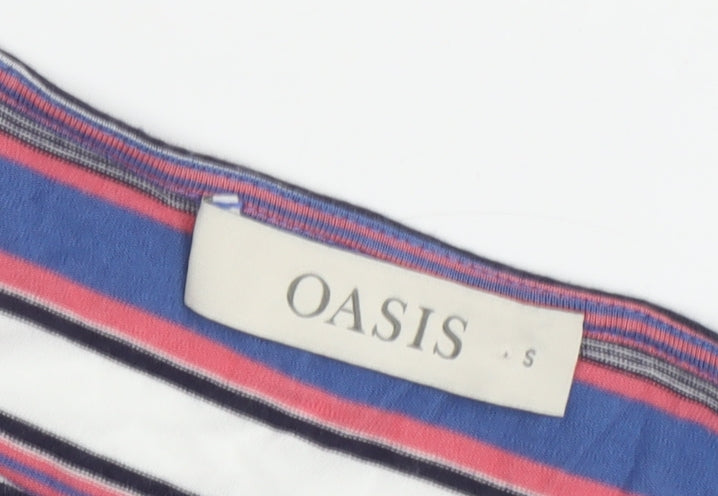 Oasis Women's Multicoloured Striped Cold Shoulder Tee