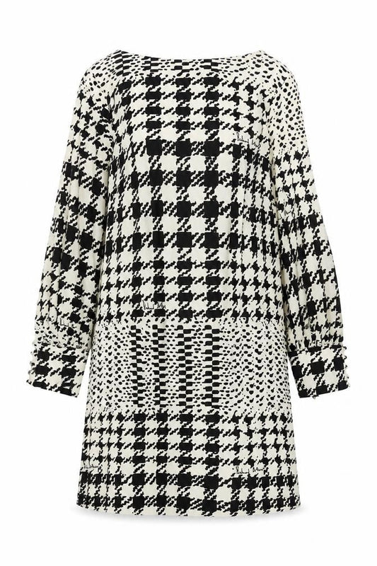 H&M Women's Black Houndstooth A-Line Dress Size 18