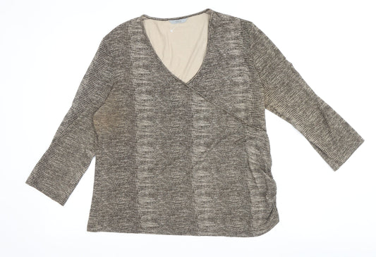Marks and Spencer Women's Brown Wrap Top, Size 18