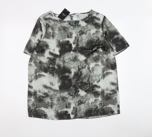 Next Women's Grey Floral Blouse, Size 14, New