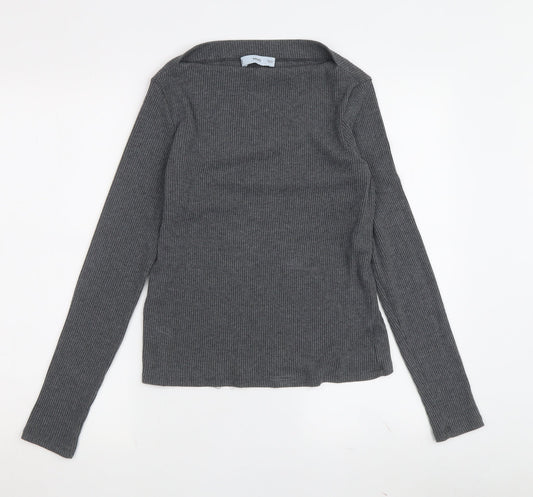 MNG Women's Grey Boat Neck Jumper Size M