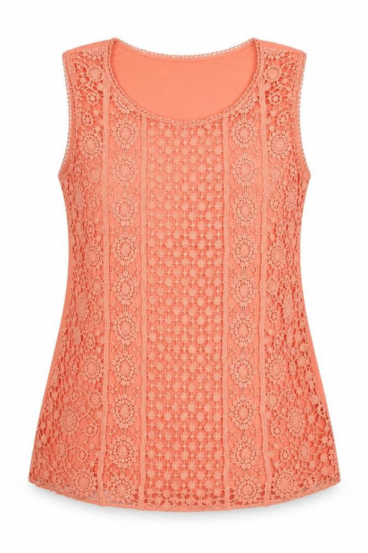 Adiva Women's Orange Crochet Sleeveless Dress M