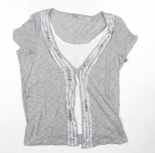 Marks and Spencer Women's Grey Size 16 Basic T-Shirt