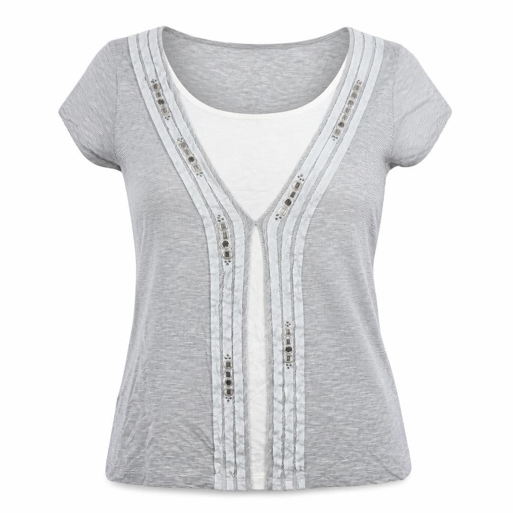 Marks & Spencer Women's Grey Size 16 Basic T-Shirt