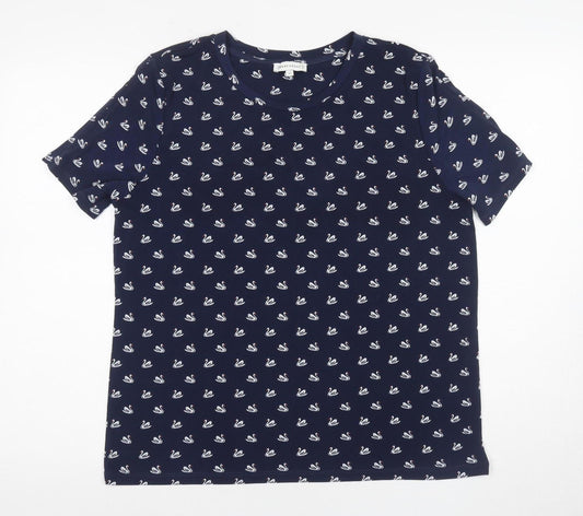 Warehouse Women's Blue Swan Print T-Shirt, Size 14