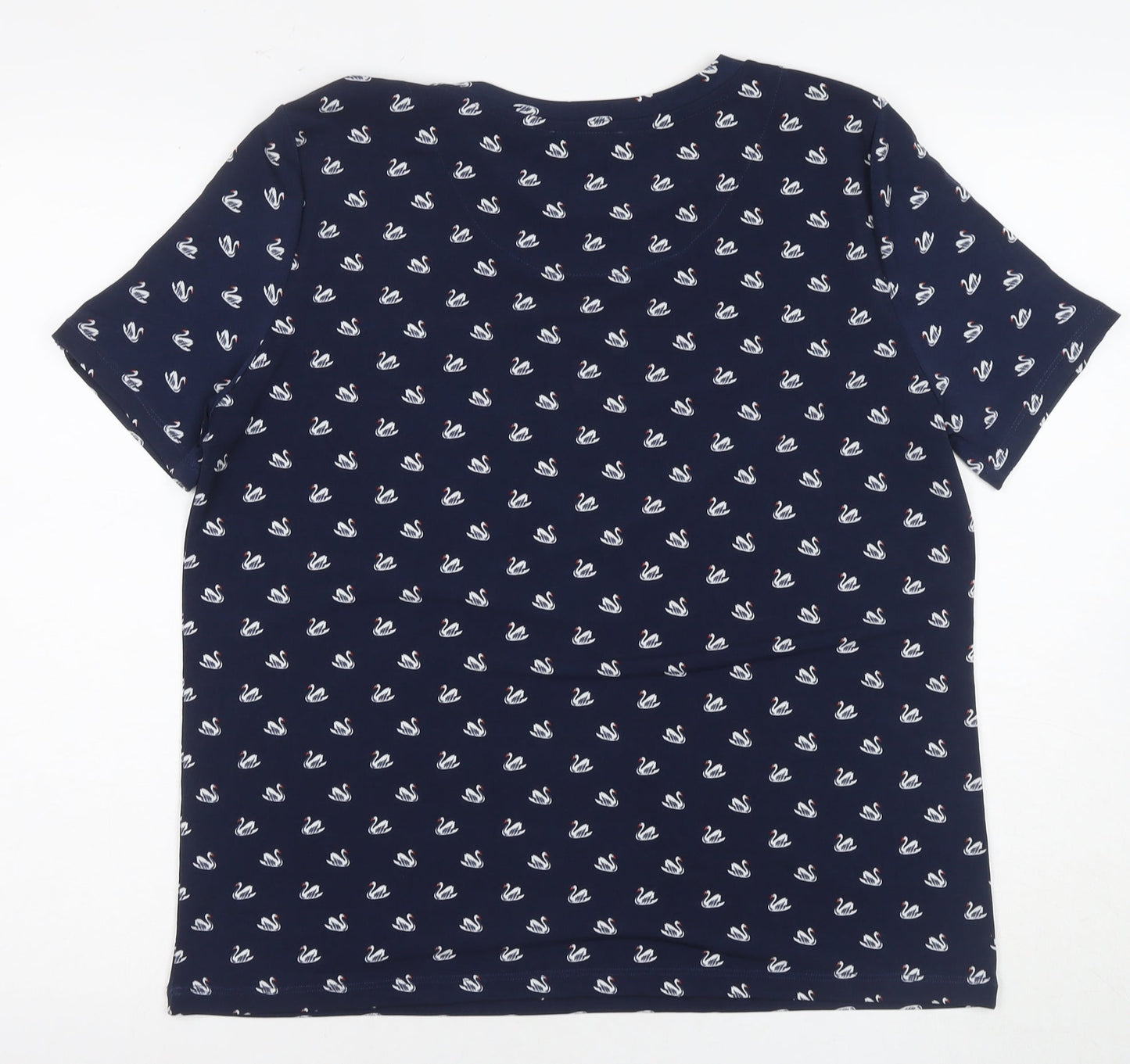 Warehouse Women's Blue Swan Print T-Shirt, Size 14