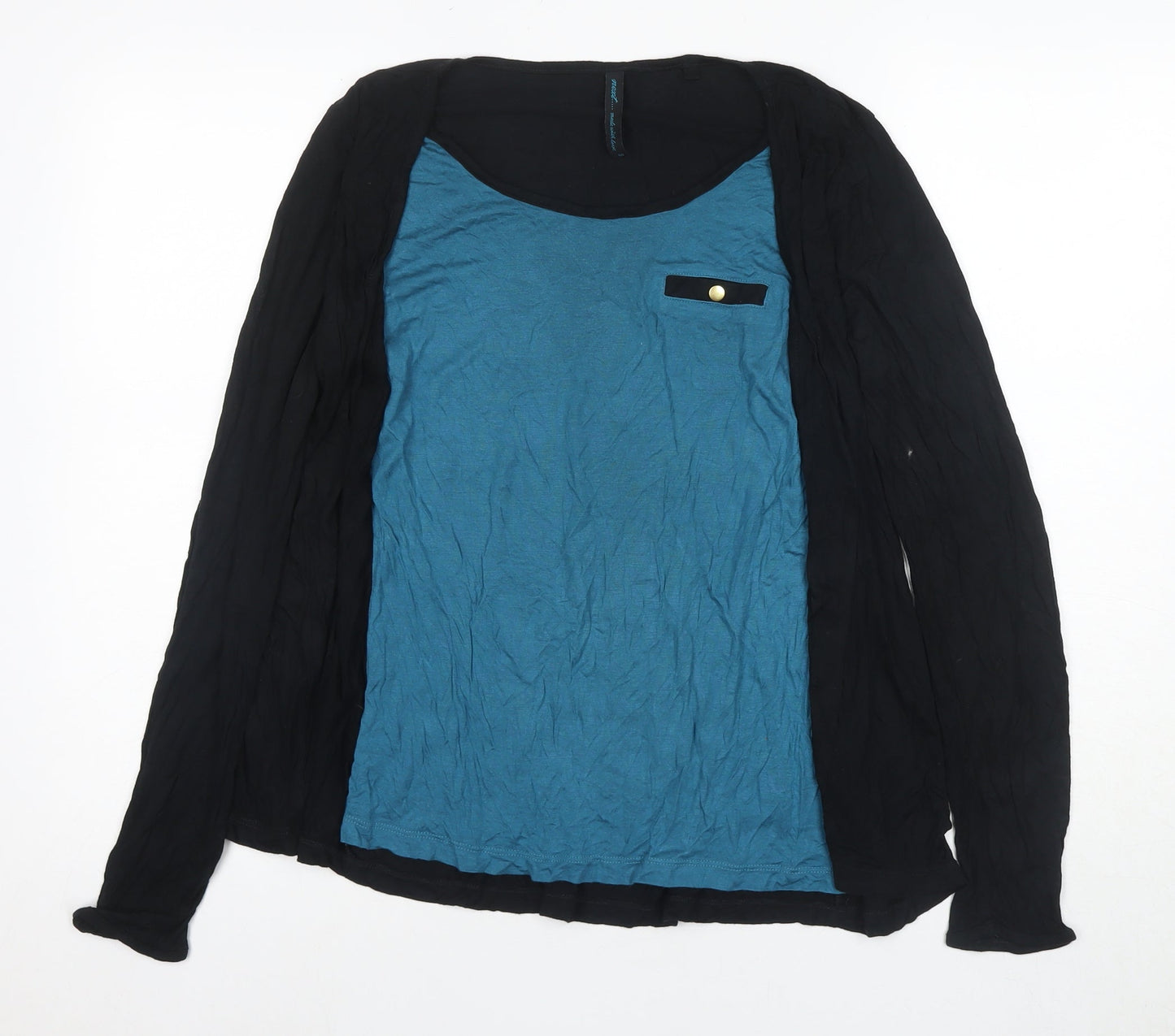 Next Women's Black Blouse Size 10 with Button Accent