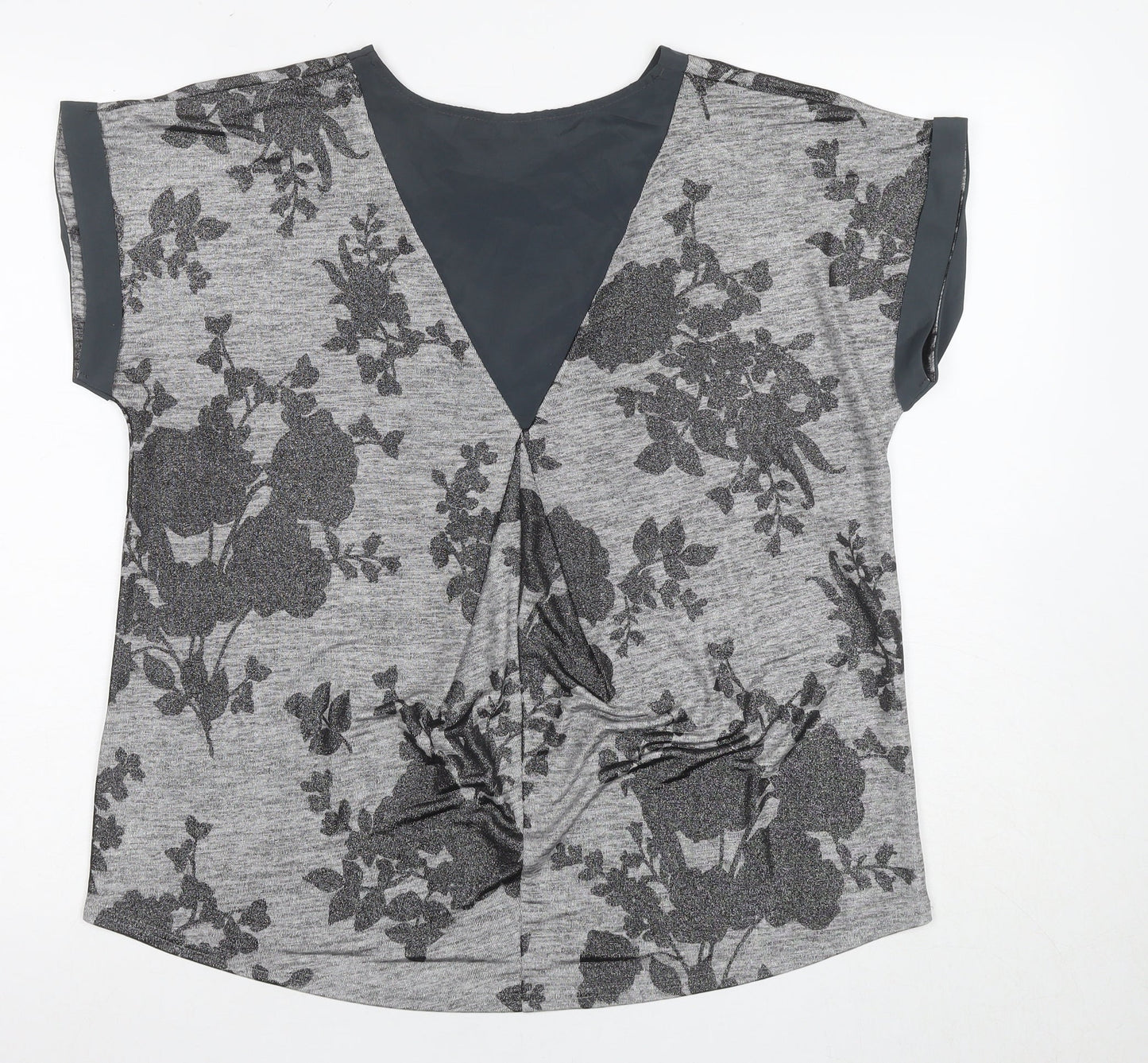 Oasis Women’s Grey Floral T-Shirt M Casual Short Sleeve