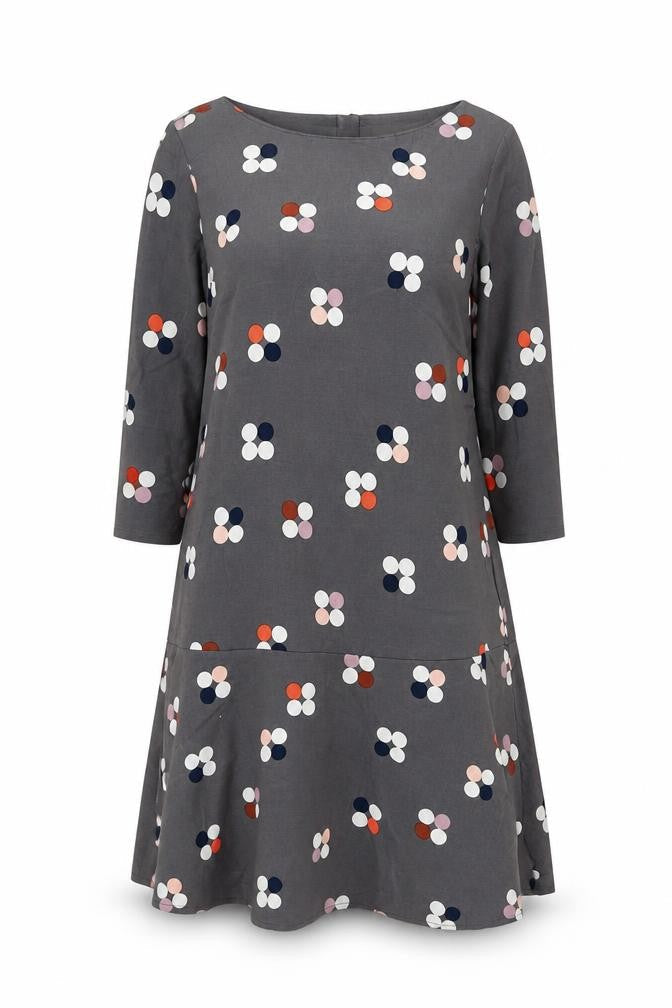 White Stuff Women's Grey Floral A-Line Dress, Size 14