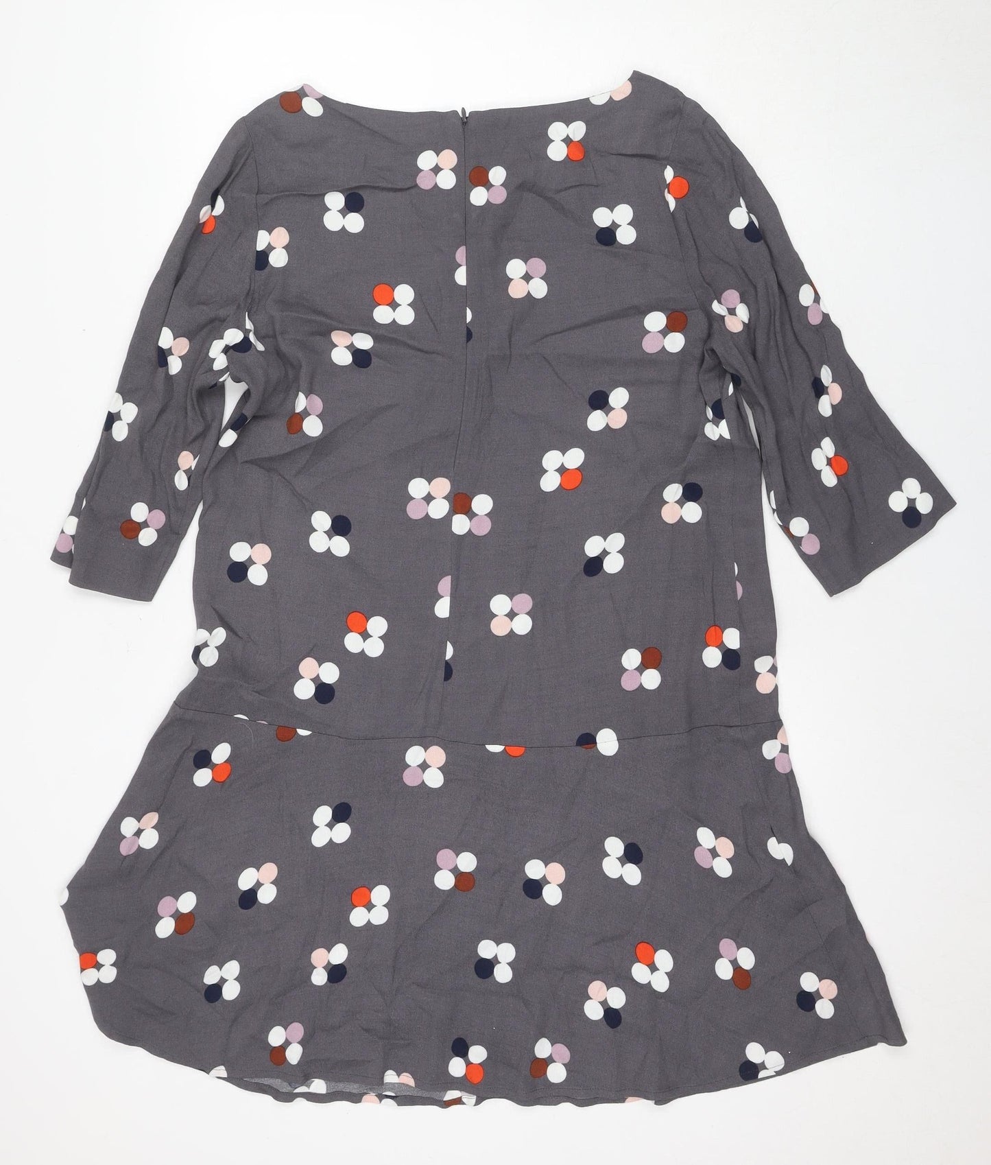 White Stuff Women's Grey Floral A-Line Dress, Size 14