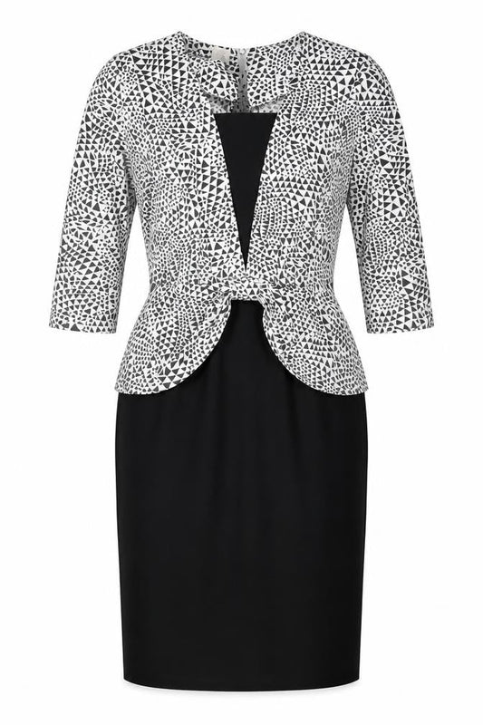 Eurofashion Women's Black White Geometric Sheath Dress Size 10