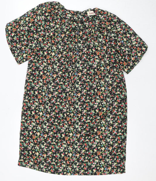 Lounge Women's Black Floral Blouse Short Sleeve Size 8