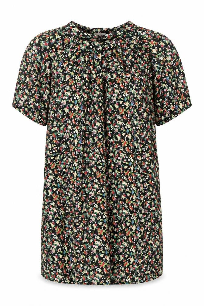 Lounge Women's Black Floral Blouse Short Sleeve Size 8