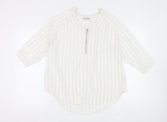 Marks and Spencer Women Ivory Striped Basic Blouse